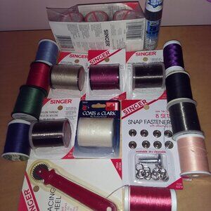 A set of threads in various colors